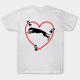 Greyhound Racing Hearts Pawprints T-Shirt